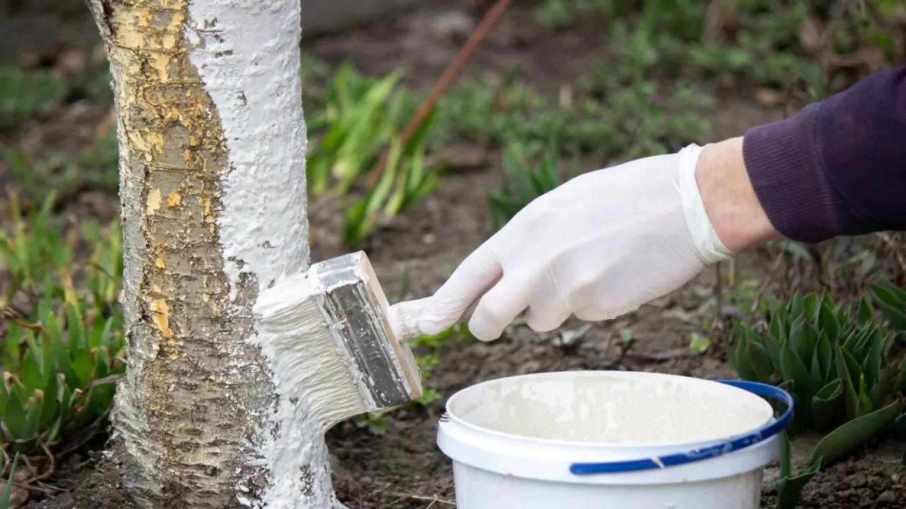 În timpul iernii, pomii fructiferi trebuie văruiți de mai multe ori. Pentru o protecție mai bună, se poate adăuga var.